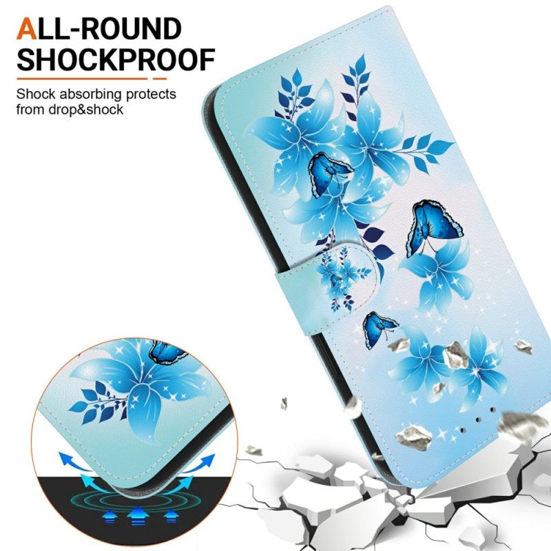 Flip Case Leren Xiaomi Redmi Note 15 Pro 5g Blauwe Vlinders