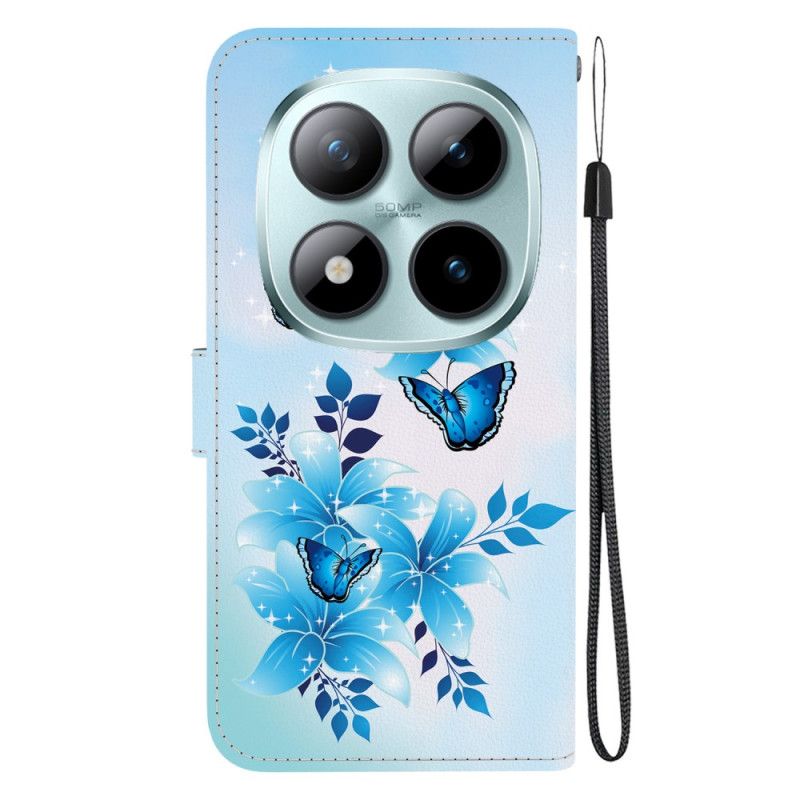 Flip Case Leren Xiaomi Redmi Note 15 Pro 5g Blauwe Vlinders