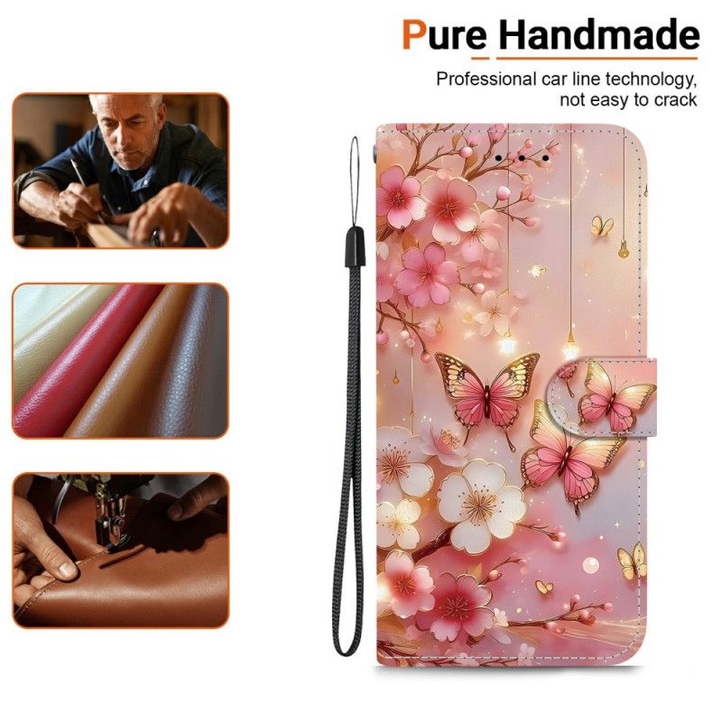Flip Case Leren Xiaomi Redmi Note 15 Pro 5g Lantaarnvlinders