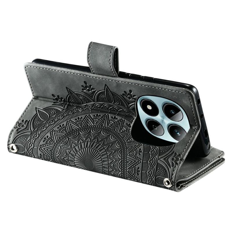 Flip Case Leren Xiaomi Redmi Note 15 Pro 5g Portemonnee Met Mandala-bloemen Suède-effect