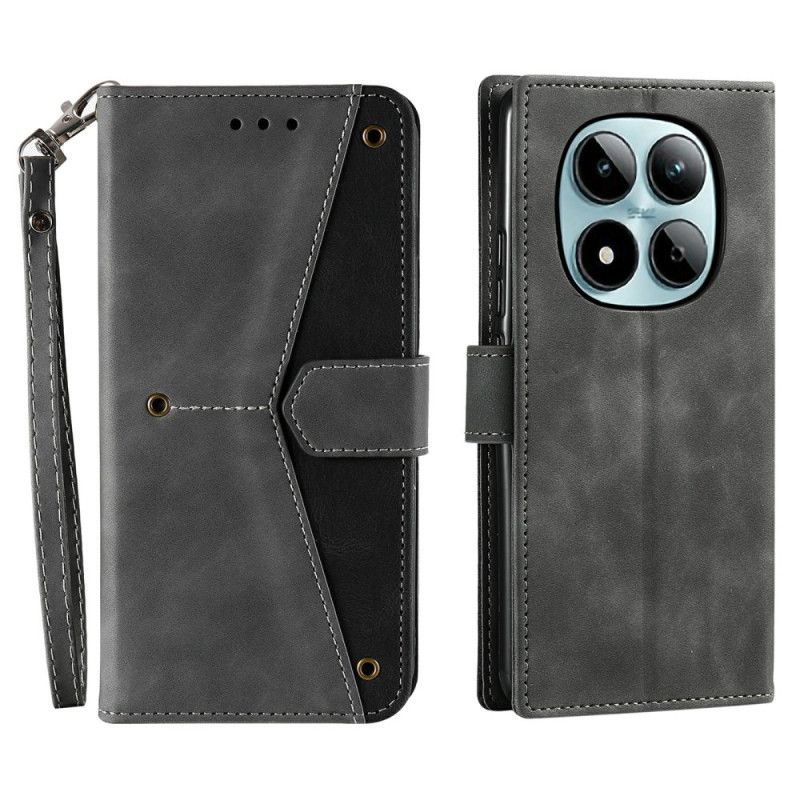 Flip Case Leren Xiaomi Redmi Note 15 Pro 5g Retro Design Met Bandje