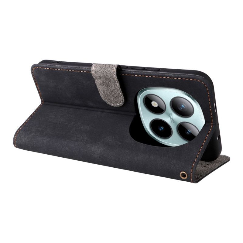 Flip Case Leren Xiaomi Redmi Note 15 Pro 5g Rfid-blokkering En Bandje