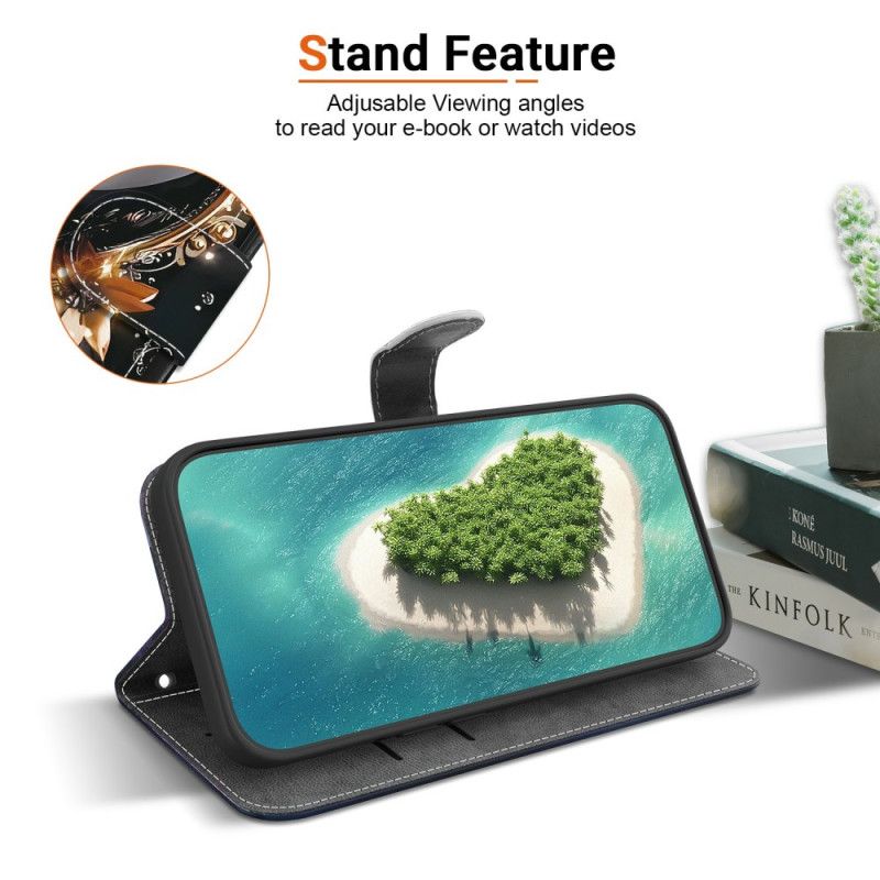 Flip Case Leren Xiaomi Redmi Note 15 Pro 5g Zwart En Goud Hart