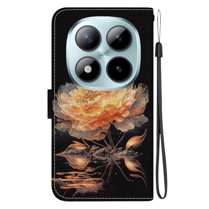 Folio-hoesje Xiaomi Redmi Note 15 Pro 5g Telefoonhoesje Gouden Pioenroos