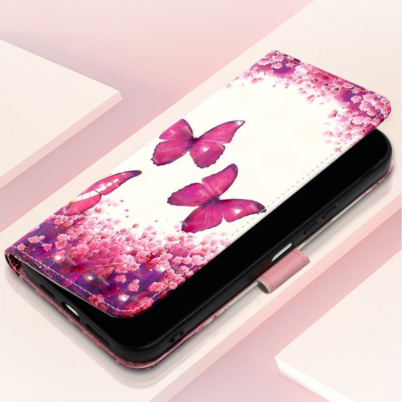 Folio-hoesje Xiaomi Redmi Note 15 Pro 5g Telefoonhoesje Roze Vlinders