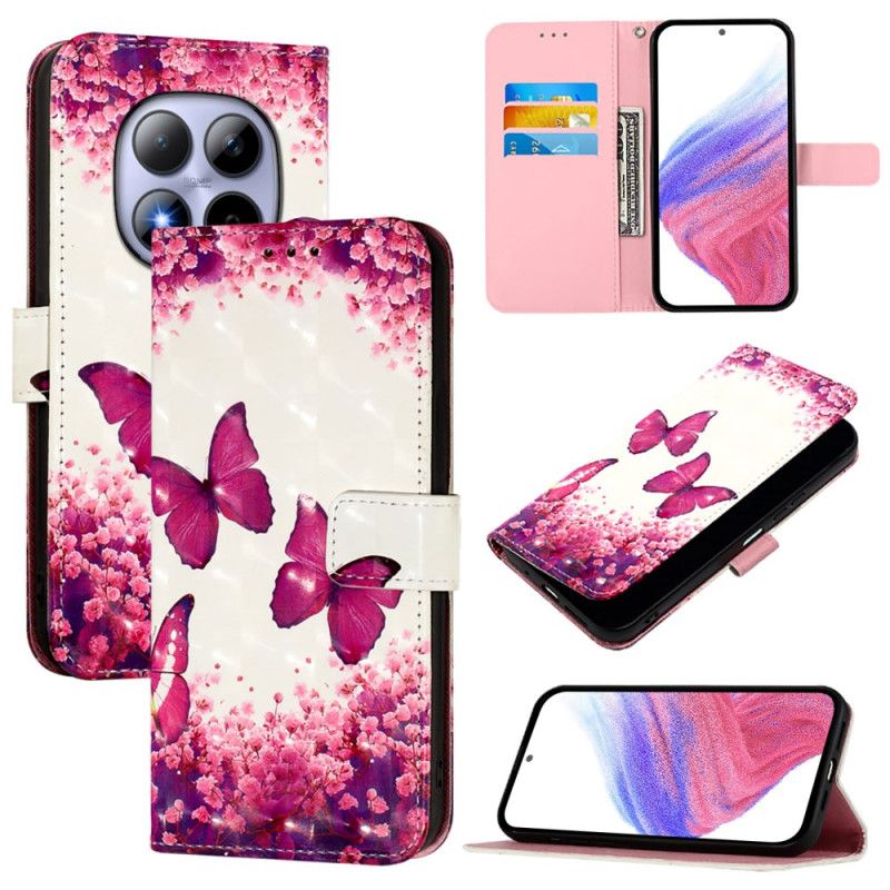 Folio-hoesje Xiaomi Redmi Note 15 Pro 5g Telefoonhoesje Roze Vlinders