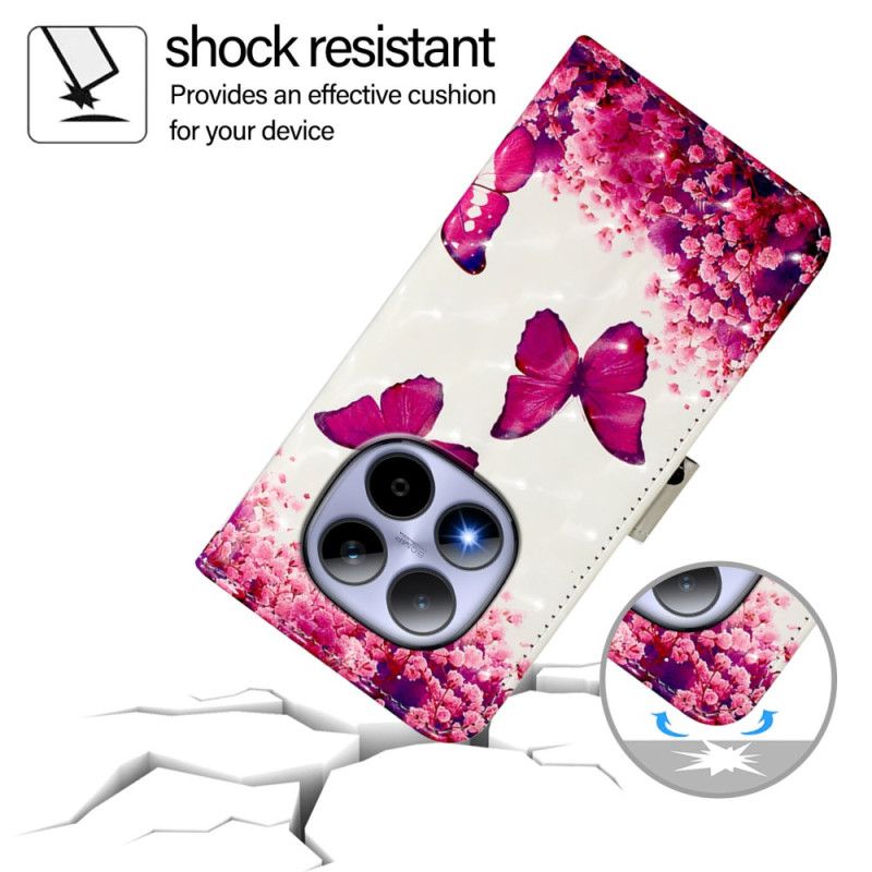 Folio-hoesje Xiaomi Redmi Note 15 Pro 5g Telefoonhoesje Roze Vlinders