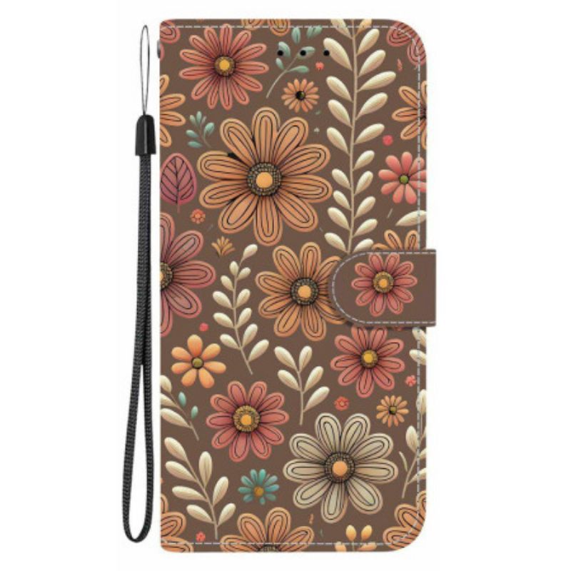 Leren Hoesje Voor Xiaomi Redmi Note 15 Pro 5g Bloemenpatroon