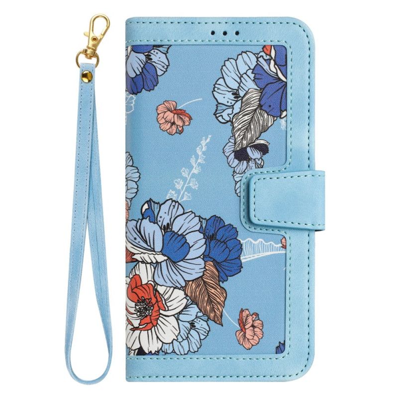 Leren Hoesje Voor Xiaomi Redmi Note 15 Pro 5g Bloemenpatroon Met Bandje