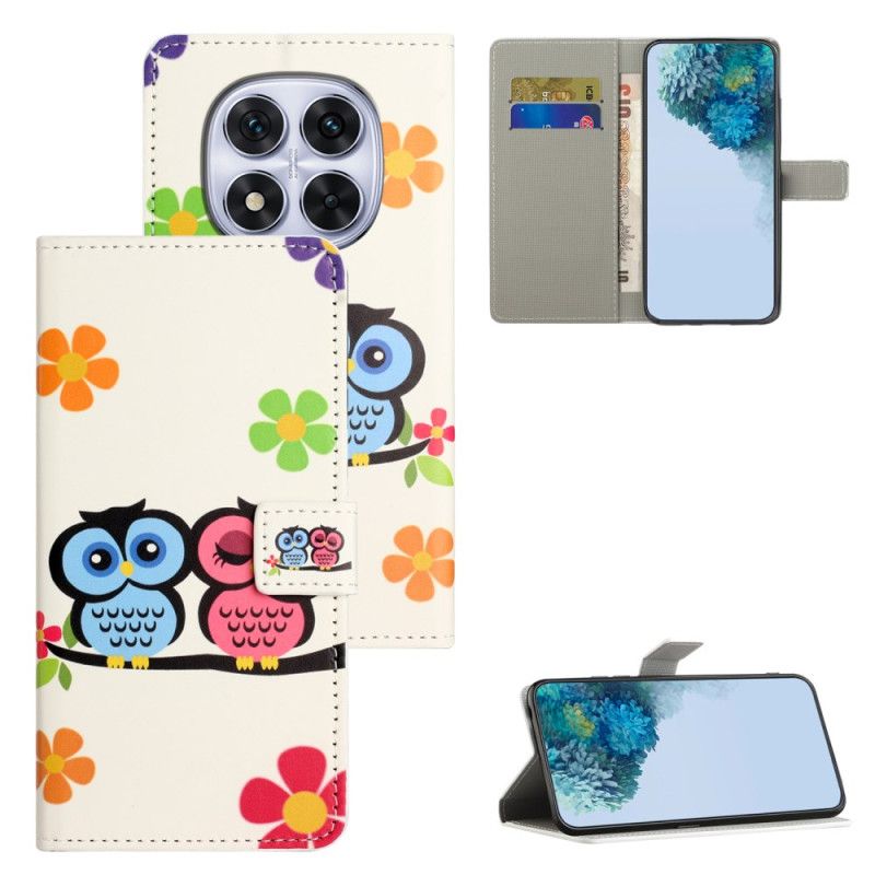 Leren Hoesje Voor Xiaomi Redmi Note 15 Pro 5g Paar Uilen