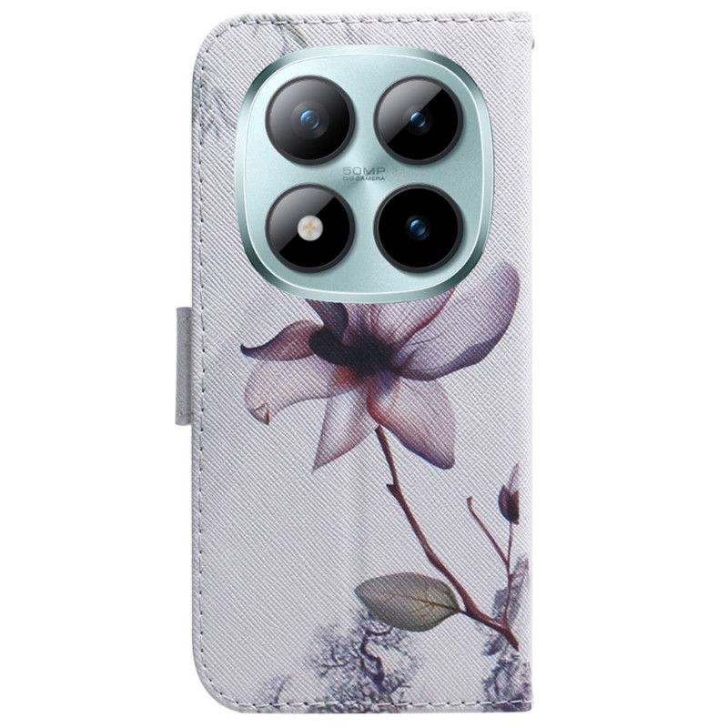 Leren Hoesje Voor Xiaomi Redmi Note 15 Pro 5g Roze Bloem