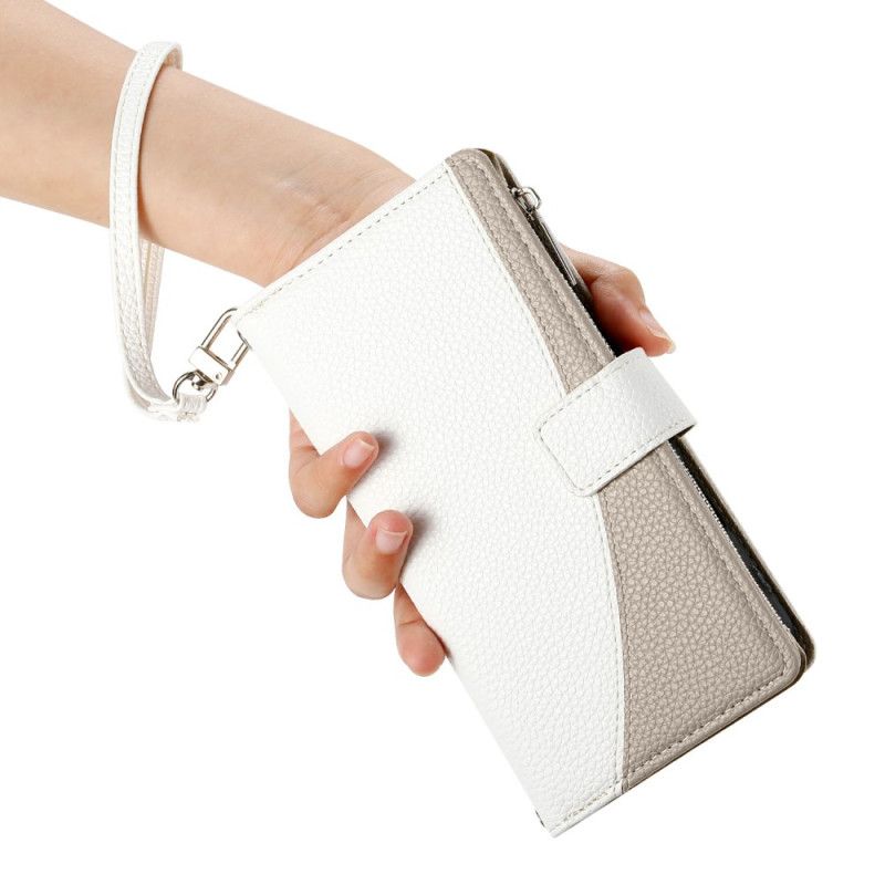 Leren Hoesje Voor Xiaomi Redmi Note 15 Pro 5g Tweekleurige Band En Schouderband