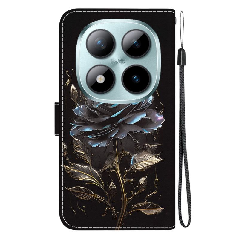 Leren Hoesje Voor Xiaomi Redmi Note 15 Pro 5g Zwarte Roos