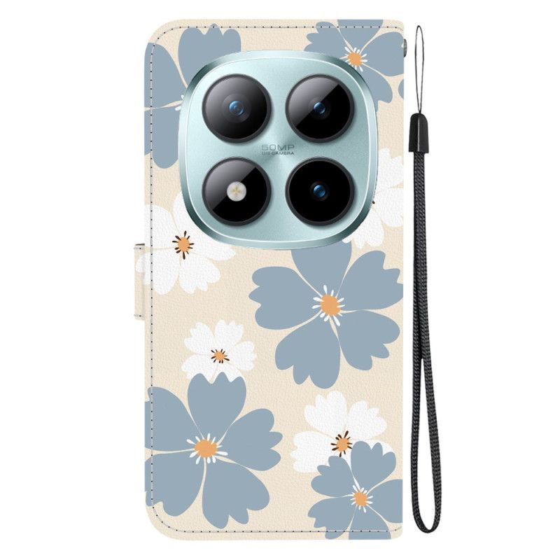 Leren Hoesje Xiaomi Redmi Note 15 Pro 5g Blauwe Madeliefjes