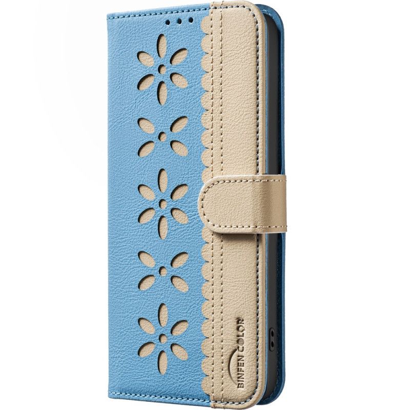 Leren Hoesje Xiaomi Redmi Note 15 Pro 5g Bloemenpatroon Binfen Kleur Bescherming Hoesje