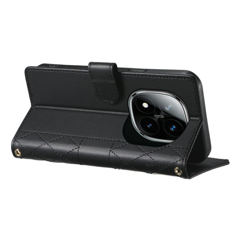 Leren Hoesje Xiaomi Redmi Note 15 Pro 5g Gewatteerd Met Bandjes