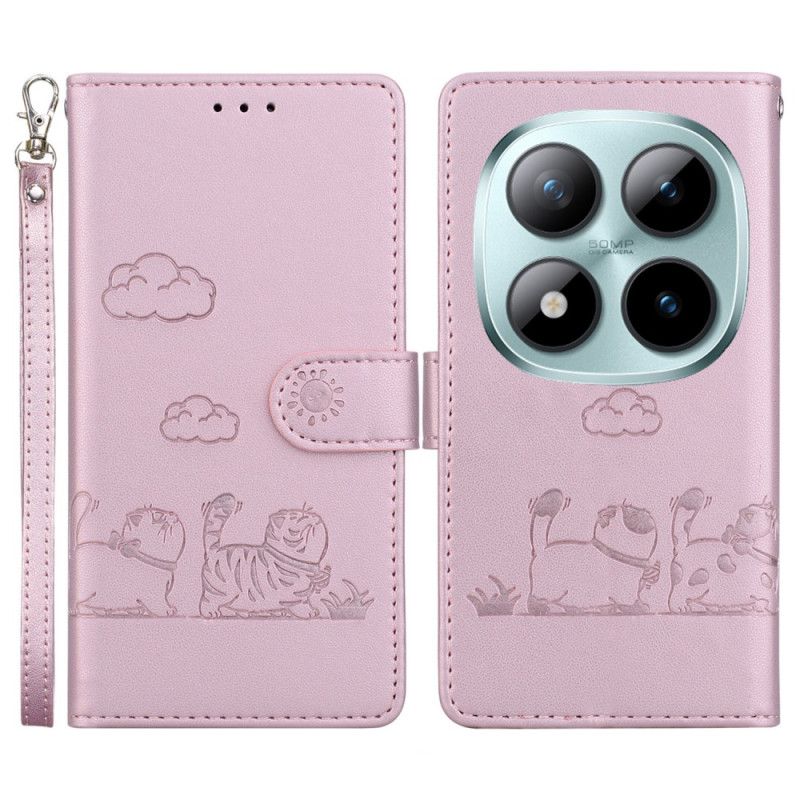 Leren Hoesje Xiaomi Redmi Note 15 Pro 5g Kattenscène Bescherming Hoesje