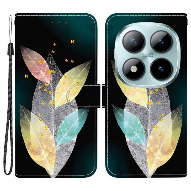 Leren Hoesje Xiaomi Redmi Note 15 Pro 5g Kleurrijke Bladeren Bescherming Hoesje