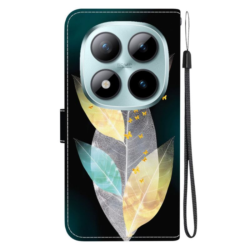 Leren Hoesje Xiaomi Redmi Note 15 Pro 5g Kleurrijke Bladeren Bescherming Hoesje