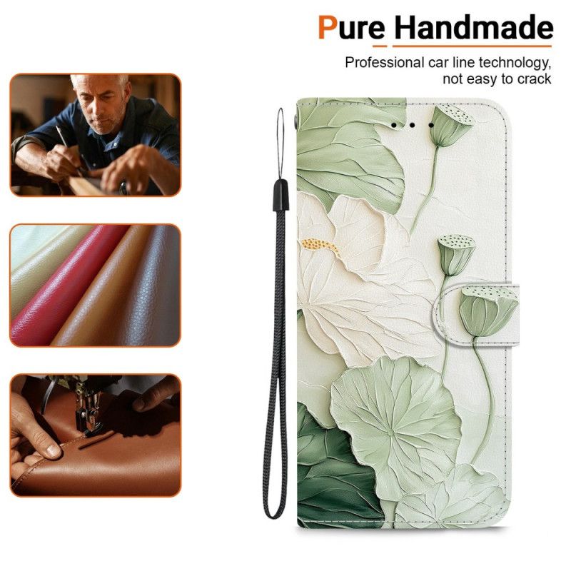 Leren Hoesje Xiaomi Redmi Note 15 Pro 5g Lotuspatroon Bescherming Hoesje