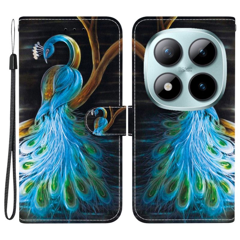 Leren Hoesje Xiaomi Redmi Note 15 Pro 5g Pauwenpatroon Bescherming Hoesje