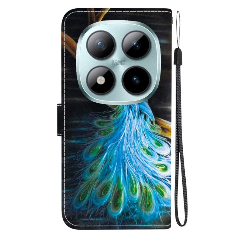 Leren Hoesje Xiaomi Redmi Note 15 Pro 5g Pauwenpatroon Bescherming Hoesje