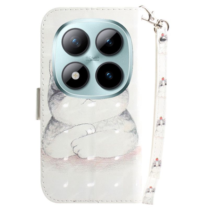 Leren Hoesje Xiaomi Redmi Note 15 Pro 5g Schattige Kat Met Bandjes