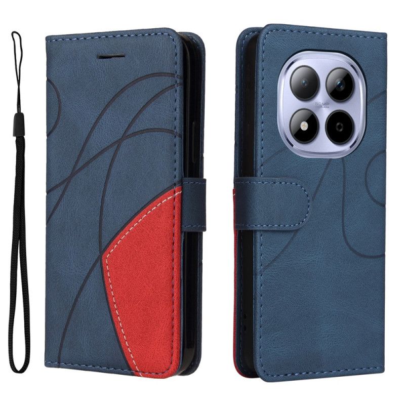 Leren Hoesje Xiaomi Redmi Note 15 Pro 5g Tweekleurig Golvend Bescherming Hoesje