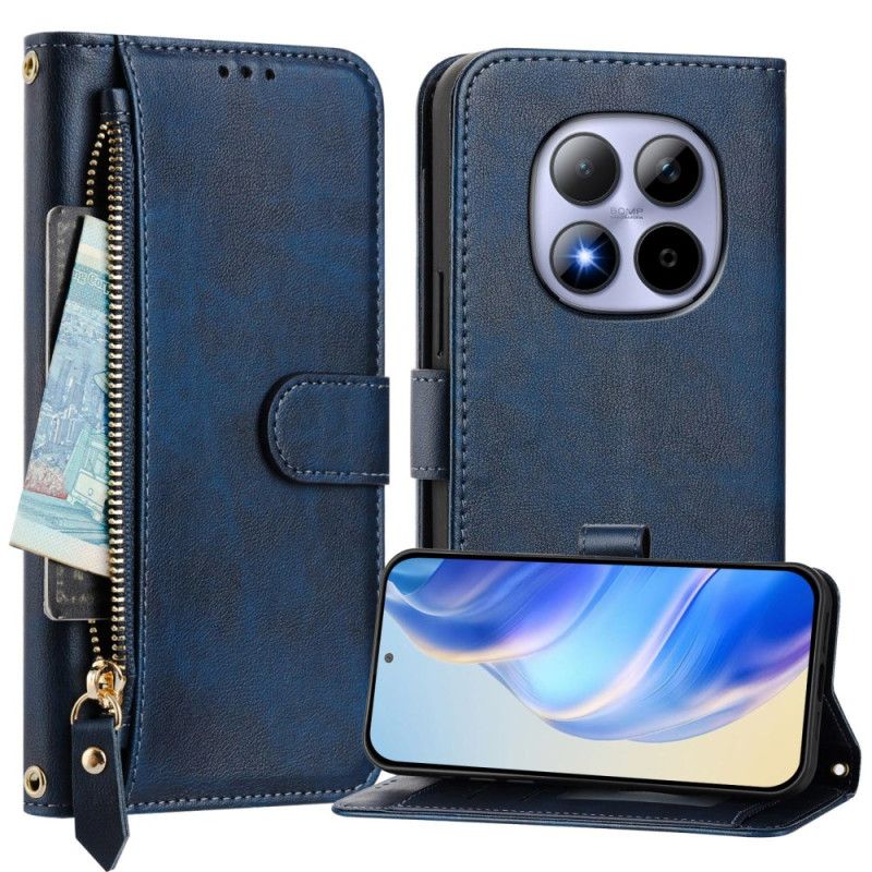 Leren Hoesje Xiaomi Redmi Note 15 Pro 5g Vak Met Rits En Meerdere Kaartsleuven Bescherming Hoesje