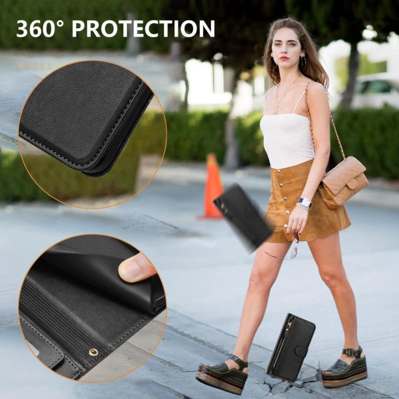 Leren Hoesje Xiaomi Redmi Note 15 Pro 5g Vak Met Rits En Meerdere Kaartsleuven Bescherming Hoesje