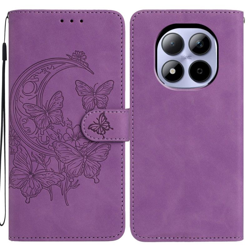 Leren Hoesje Xiaomi Redmi Note 15 Pro 5g Vlinder- En Bloemenpatroon Bescherming Hoesje