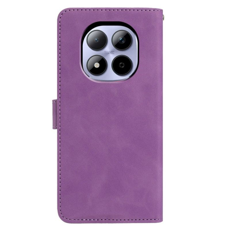 Leren Hoesje Xiaomi Redmi Note 15 Pro 5g Vlinder- En Bloemenpatroon Bescherming Hoesje