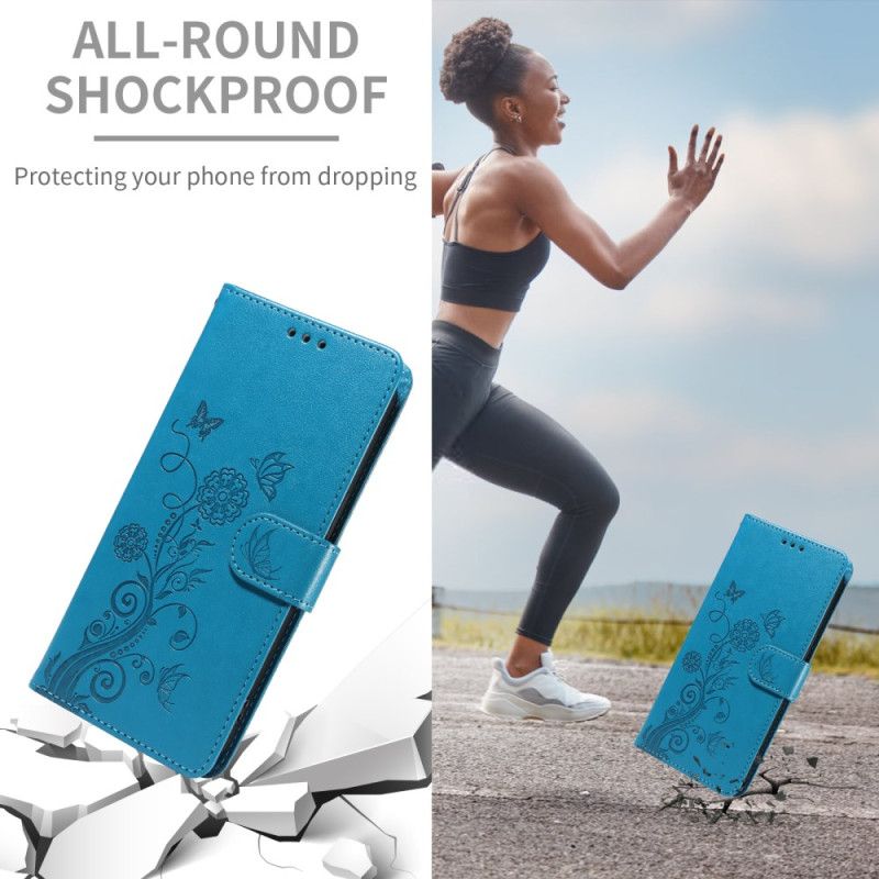 Leren Hoesje Xiaomi Redmi Note 15 Pro 5g Vlinders En Bloemen Bescherming Hoesje