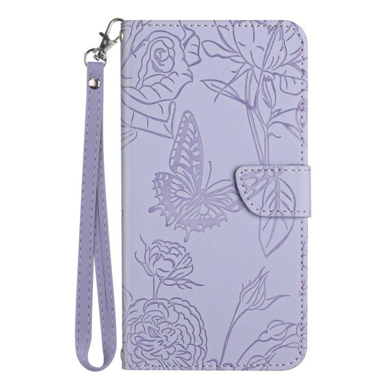 Folio-hoesje voor Honor Magic 5 Lite Vlinders En Lanyard