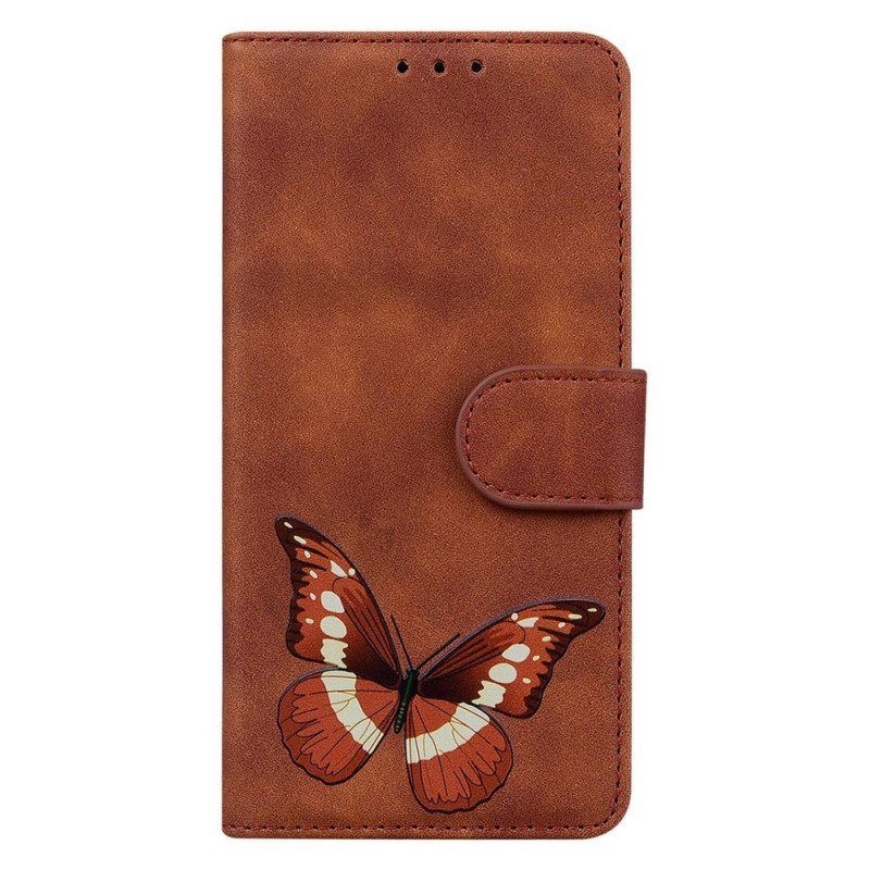 Leren Hoesje voor Honor Magic 5 Lite Vlinder Ontwerp