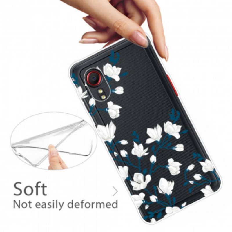 Case Hoesje Samsung Galaxy Xcover 5 Telefoonhoesje Witte Bloemen