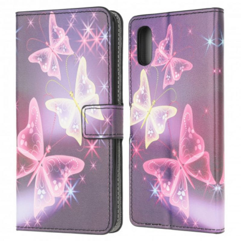 Flip Case Leren Samsung Galaxy Xcover 5 Vlinders En Bloemen