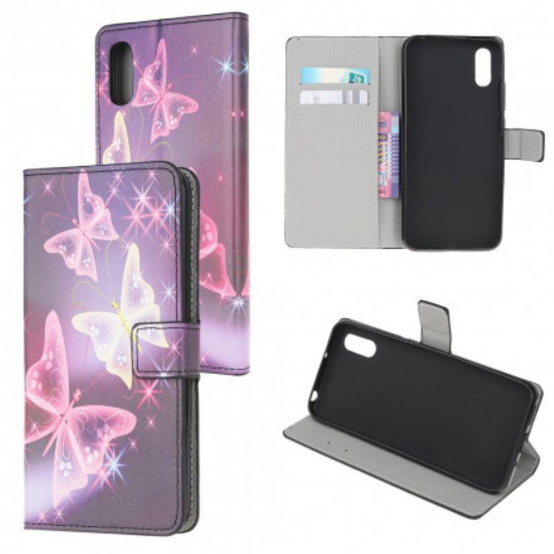 Flip Case Leren Samsung Galaxy Xcover 5 Vlinders En Bloemen