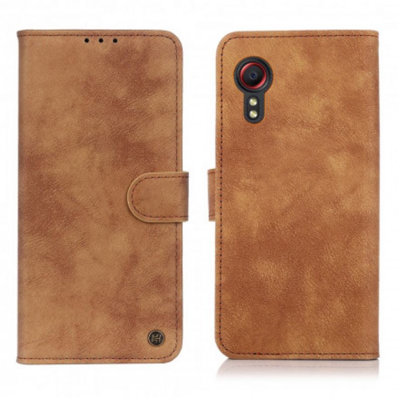 Folio-hoesje Samsung Galaxy Xcover 5 Stijl Lederen Vintage Klinknagel