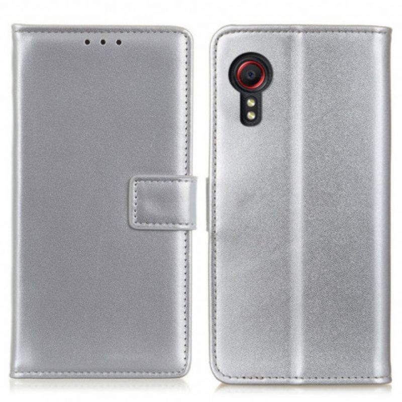 Folio-hoesje Samsung Galaxy Xcover 5 Telefoonhoesje Eenvoudig Litchi Kunstleer
