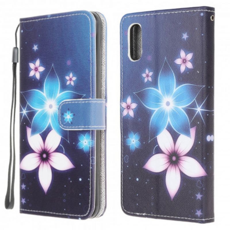 Folio-hoesje Samsung Galaxy Xcover 5 Telefoonhoesje Maanbloemen Met Riem