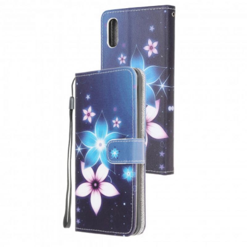 Folio-hoesje Samsung Galaxy Xcover 5 Telefoonhoesje Maanbloemen Met Riem