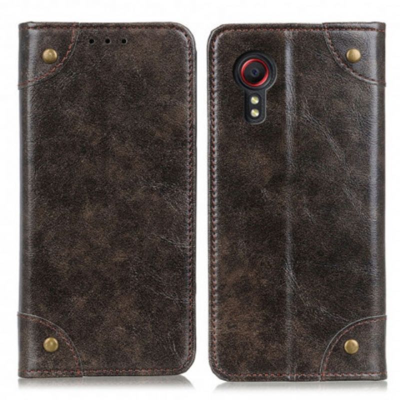 Folio-hoesje Samsung Galaxy Xcover 5 Vintage Klinknagels Versie