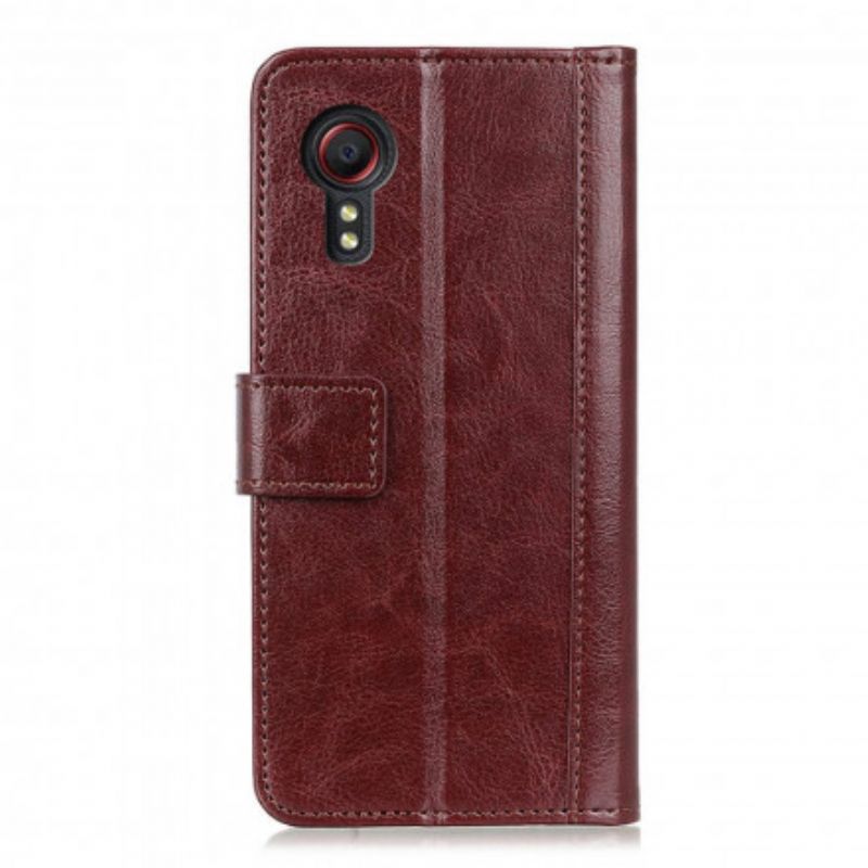 Leren Hoesje Samsung Galaxy Xcover 5 Dubbele Klinknagels Met Leereffect