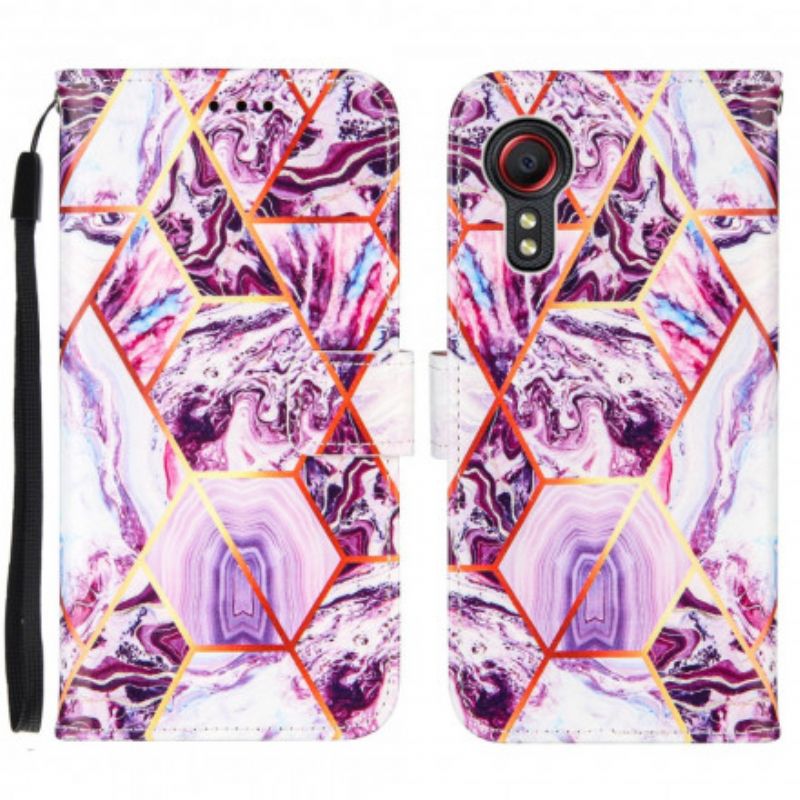 Leren Hoesje Samsung Galaxy Xcover 5 Geometrisch Marmer