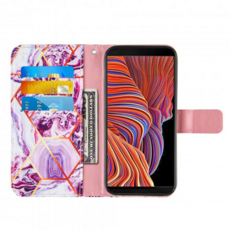 Leren Hoesje Samsung Galaxy Xcover 5 Geometrisch Marmer
