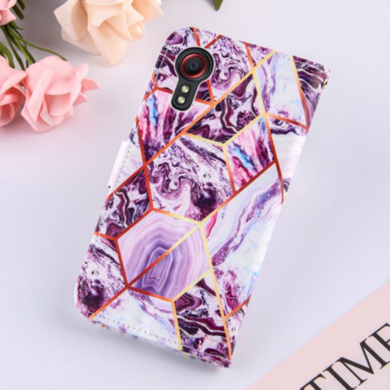 Leren Hoesje Samsung Galaxy Xcover 5 Geometrisch Marmer