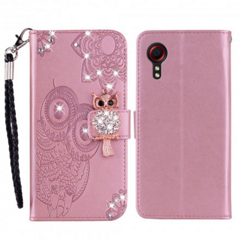 Leren Hoesje Samsung Galaxy Xcover 5 Uil Mandala En Charm