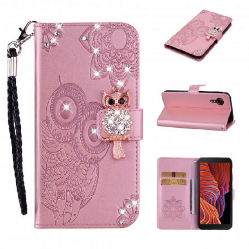 Leren Hoesje Samsung Galaxy Xcover 5 Uil Mandala En Charm