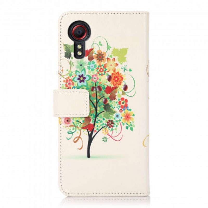 Leren Hoesje Voor Samsung Galaxy Xcover 5 Bloeiende Boom
